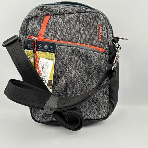 Travelon Slim Double Zip Anti-Theft Classic Crossbody Bag Water Bottle Holder - Picture 9 of 10